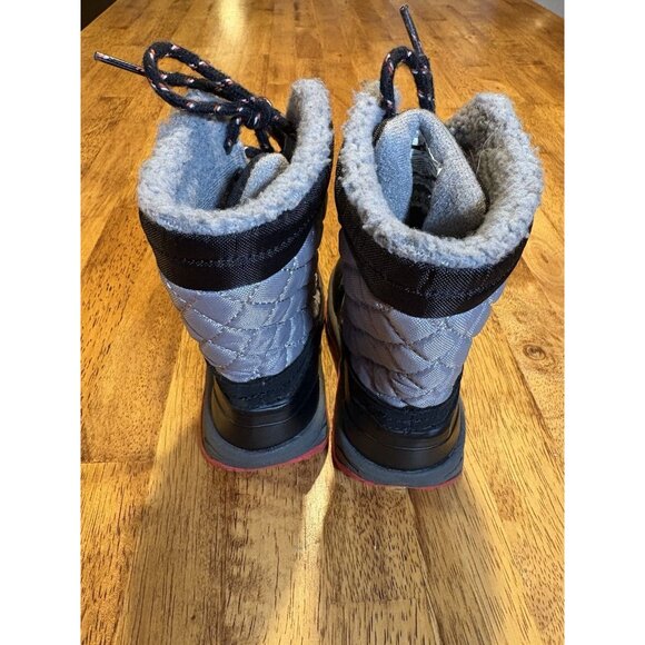 CARTERS Toddler Boys 8 Aikin Cold Weather Snow Boot Black Gray Red Warm - Picture 4 of 7